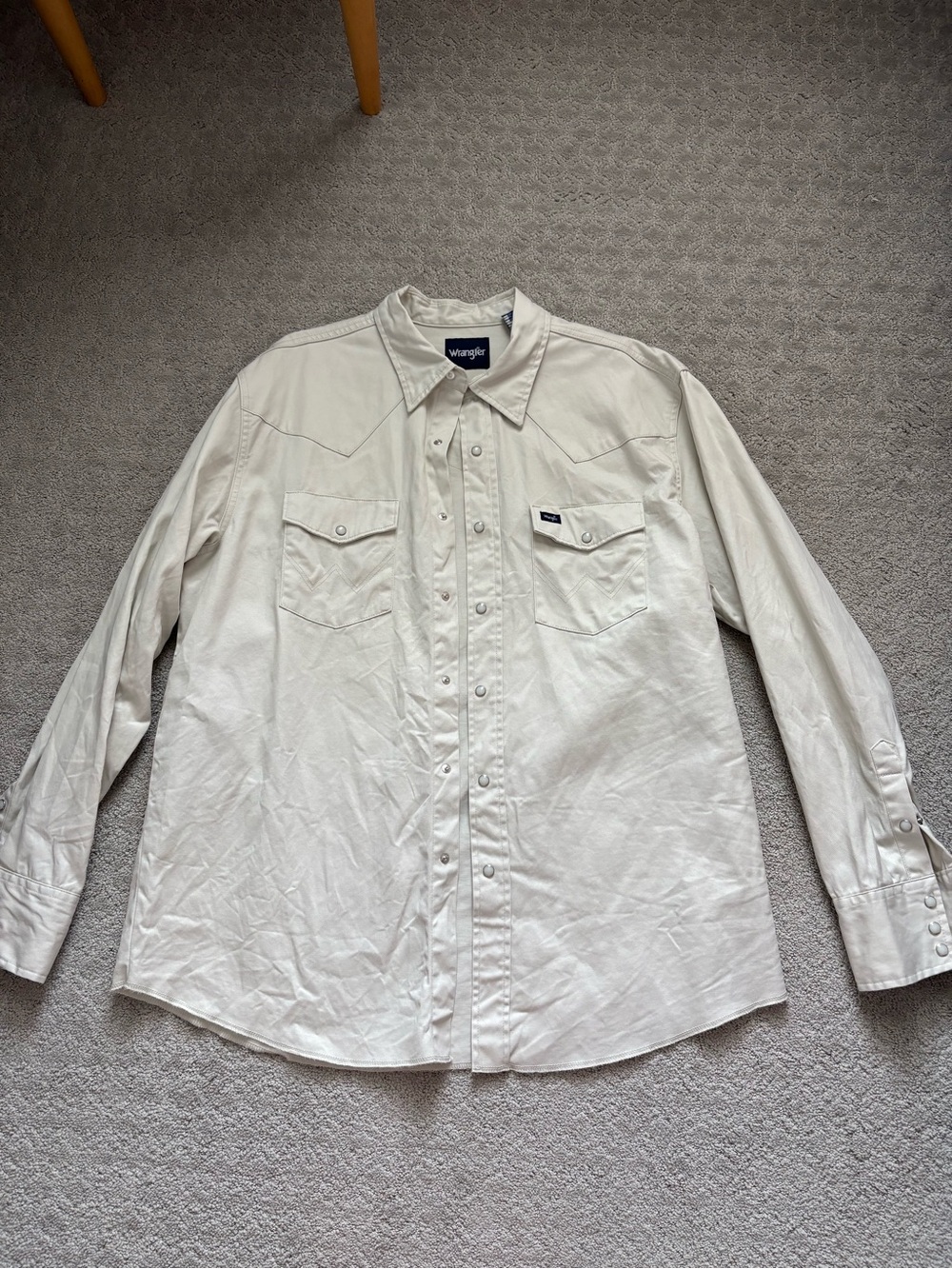 Wrangler Men's Light Cream Twill Western Pearl Snap Shirt